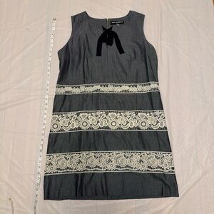 Karl Lagerfeld Gray and White Lace Midi Dress